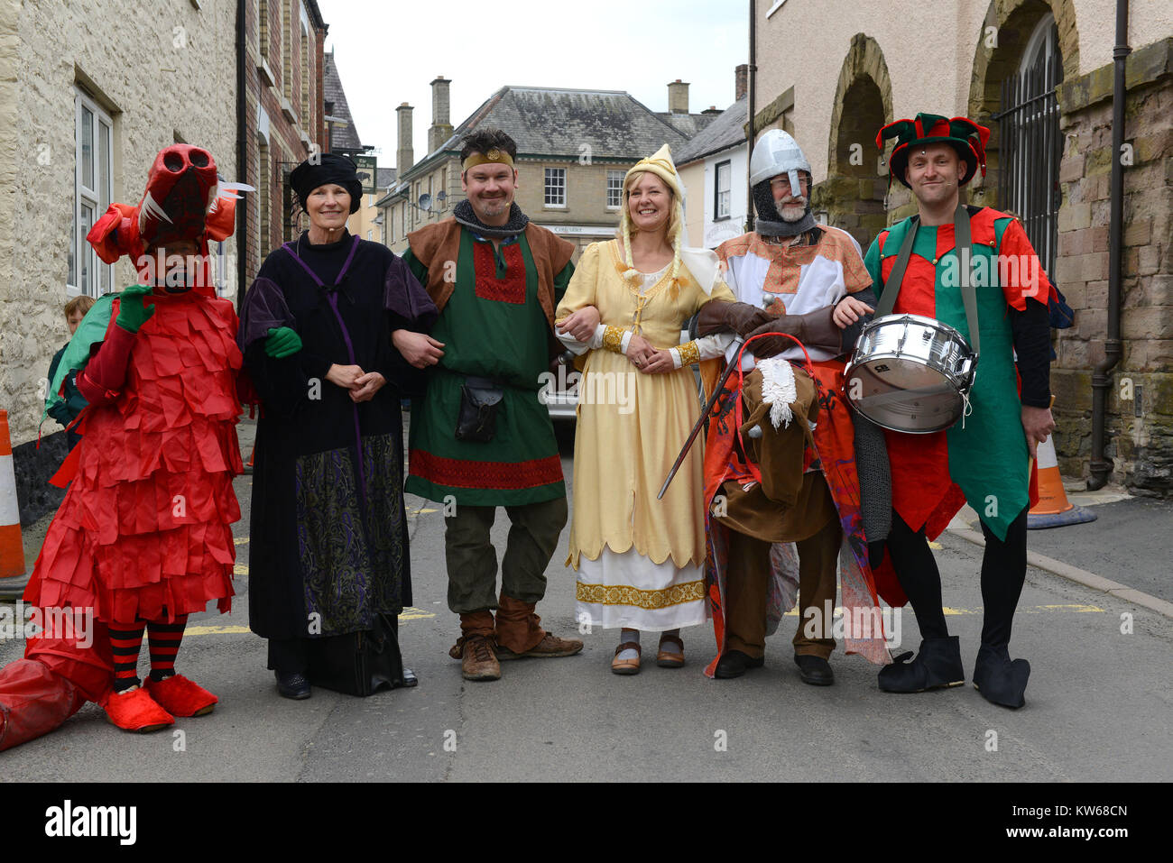 The Green Man Festival im Clun in Shropshire. Jean Smith, Sue Blackman, Ben Christie, Tracey Hayward, Tony Bindloss und Anthony Weiß. Stockfoto