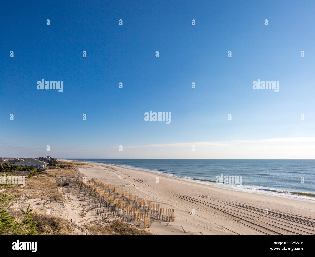 Strand fechten auf einem Atlantic Beach in den Hamptons Stockfoto