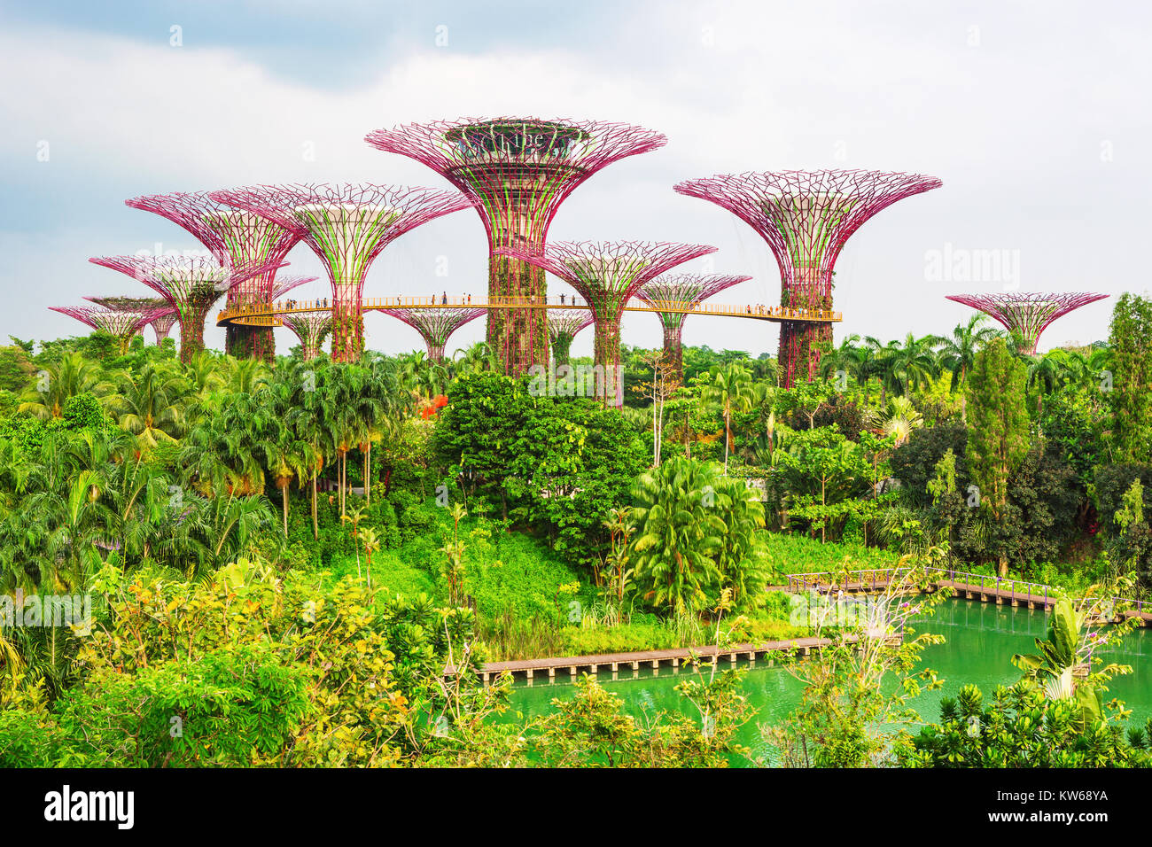 Supertree an Gärten an der Bucht. Die baumstrukturen sind mit umwelttechnologien ausgestattet, Singapur Stockfoto