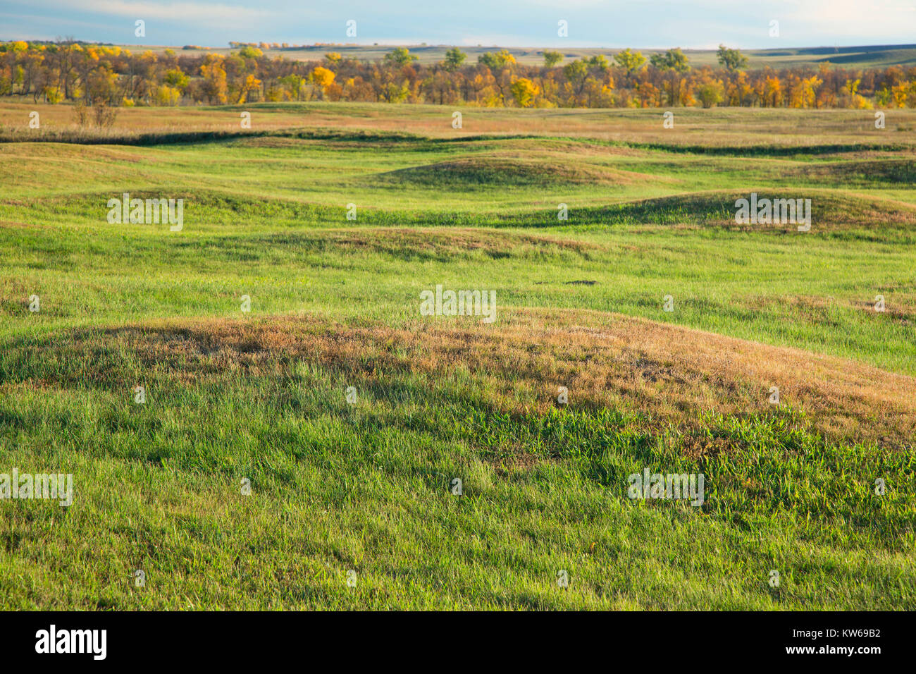 Hidatsa Dorf Website, Messer Fluss indischen Dörfern National Historic Site, Lewis und Clark National Historic Trail, North Dakota Stockfoto