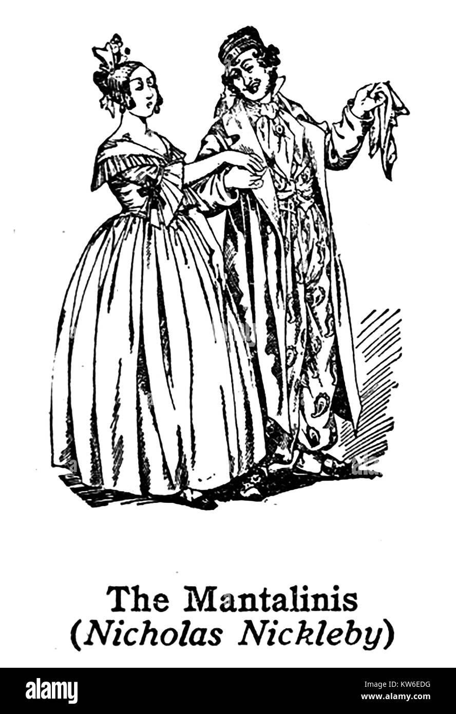 Charles Dickens 1812 bis 1870 - Dickens Zeichen-1930 der Illustration - Die Mantalinis von "Nicholas Nickleby" Stockfoto