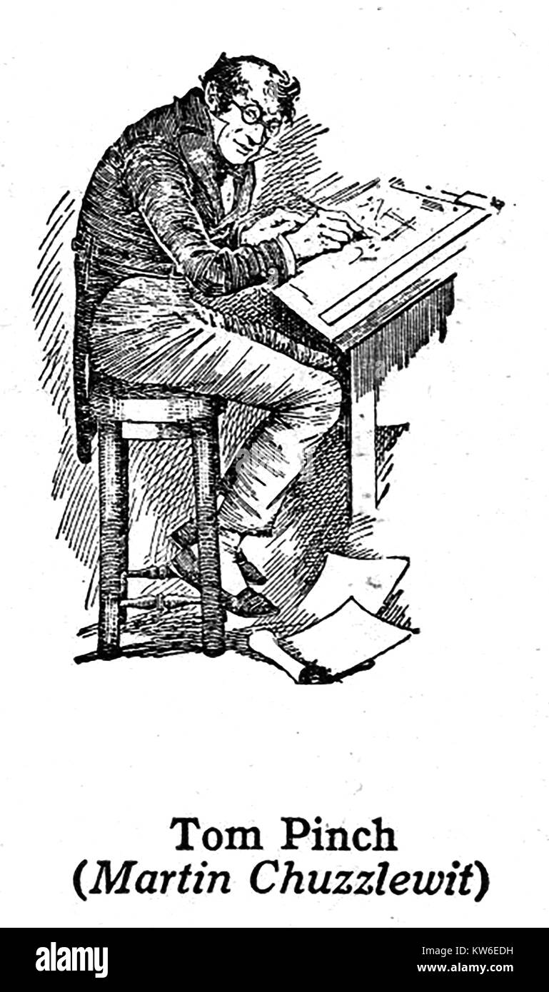 Charles Dickens 1812 bis 1870 - Dickens Charaktere-1930 Illustration - Tom Zuziehen von 'Martin Chuzzlewit' Stockfoto