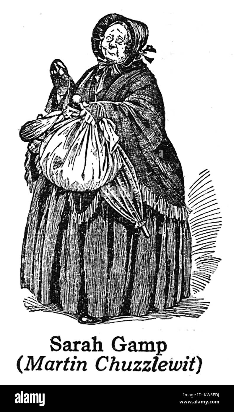 Charles Dickens 1812 bis 1870 - Dickens Charaktere-1930 Illustration - Sarah Gamp von 'Martin Chuzzlewit' Stockfoto