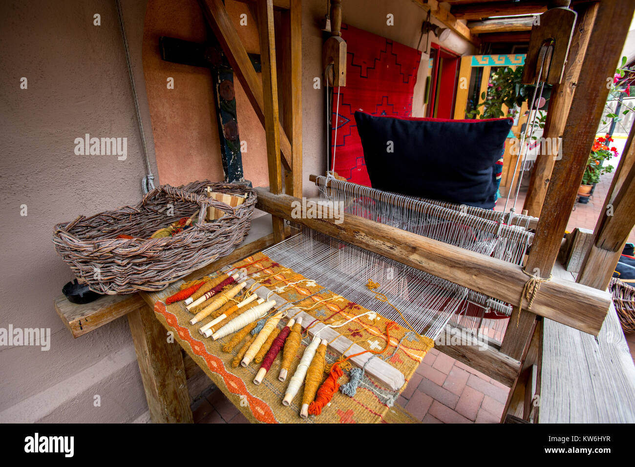 Navajo Webstuhl, Taos, New Mexico Stockfoto