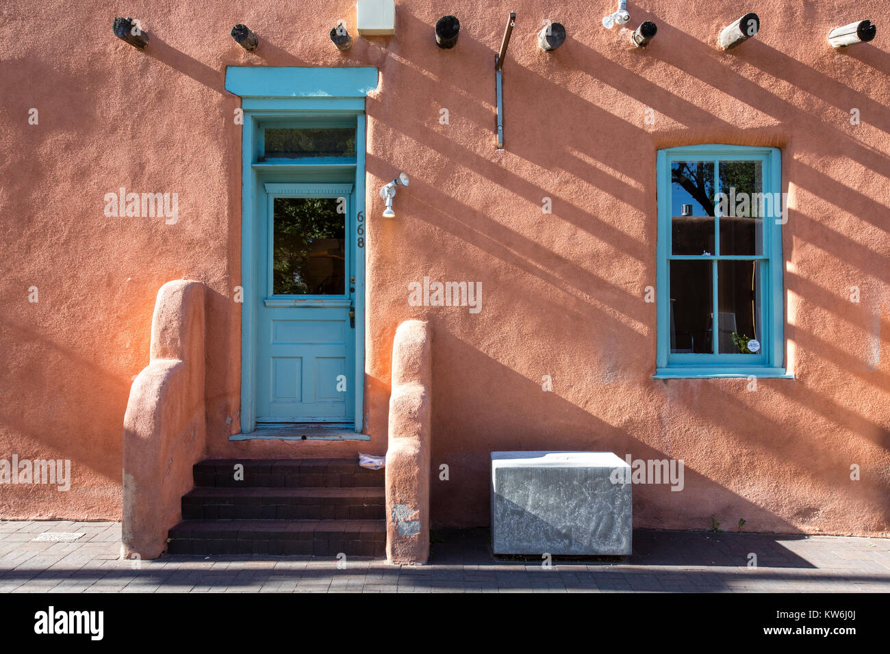 Canyon Road adobe Häuser, Santa Fe, New Mexico Stockfoto