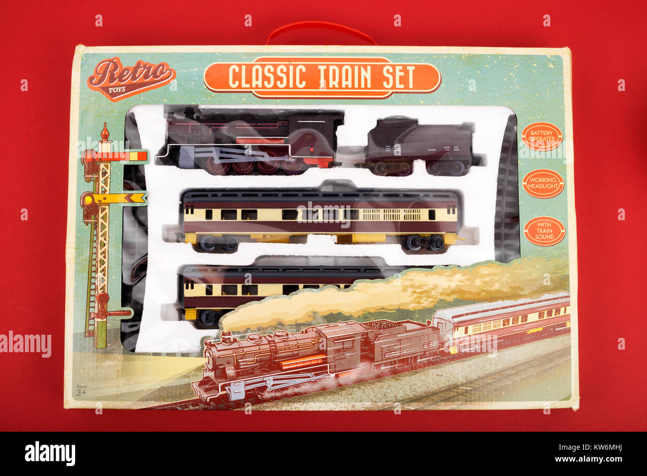 Retro Spielzeug classic train set Stockfoto