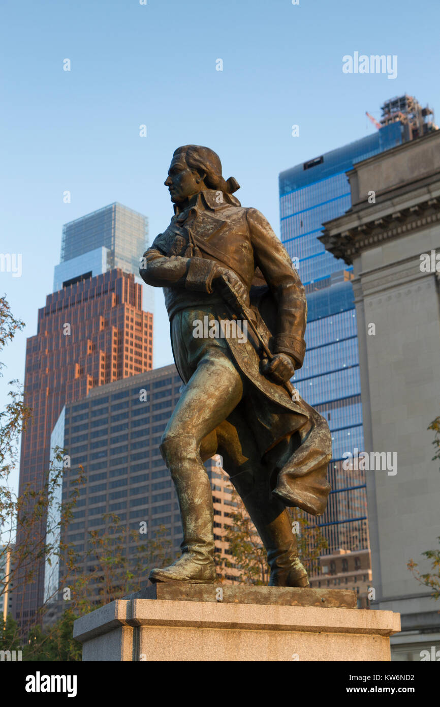 Statue von Francisco de Miranda von Lorenzo Gonzalez (1977) in Philadelphia, Pennsylvania, USA. Stockfoto