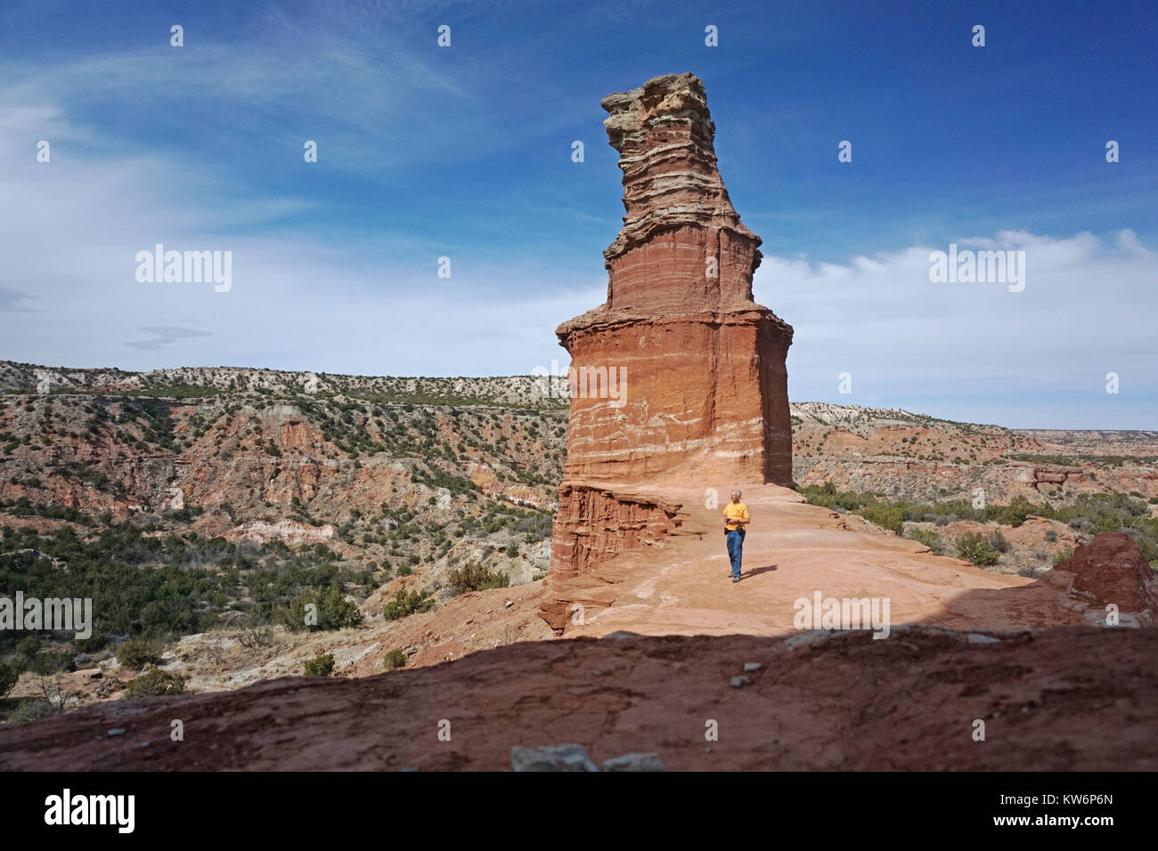 Wanderer am Leuchtturm hoodoo Der Palo Duro Canyon State Park von Texas