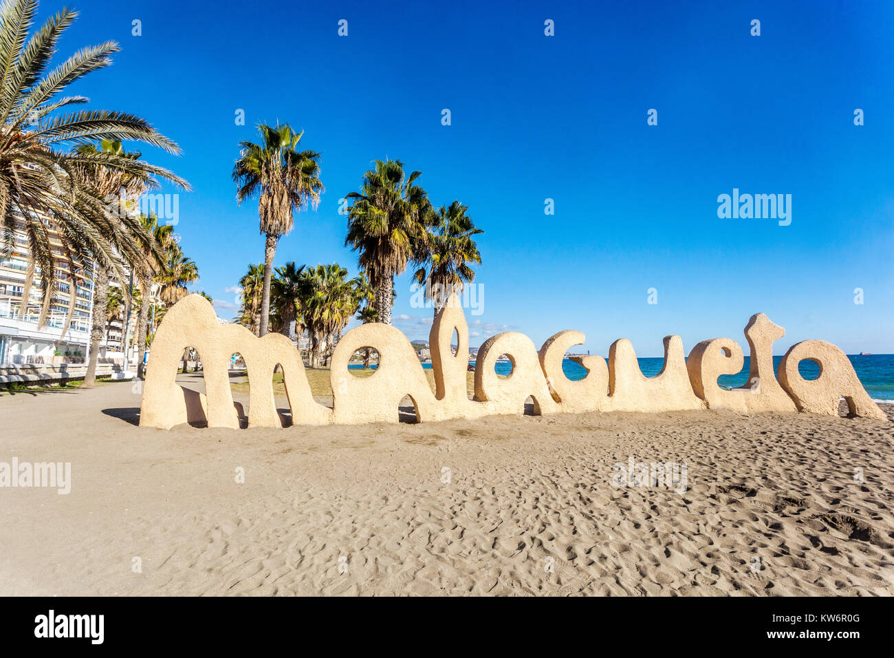 Strand Malagueta, Malaga, Spanien Stockfoto