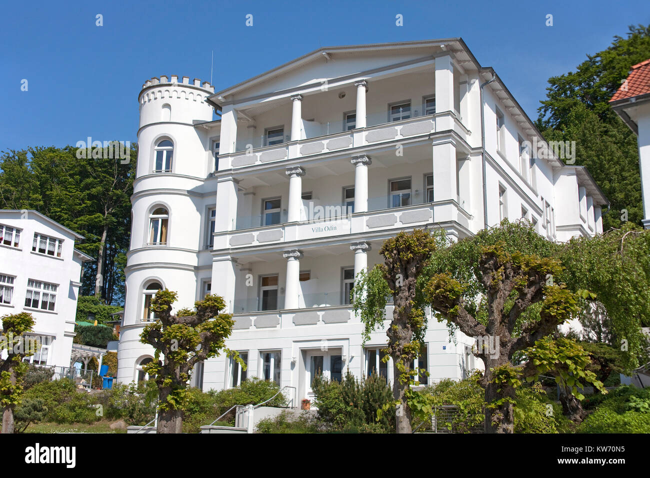 Spa Architektur an der Wilhelm Straße von Sellin, Insel Rügen, Mecklenburg-Vorpommern, Ostsee, Deutschland, Europa Stockfoto