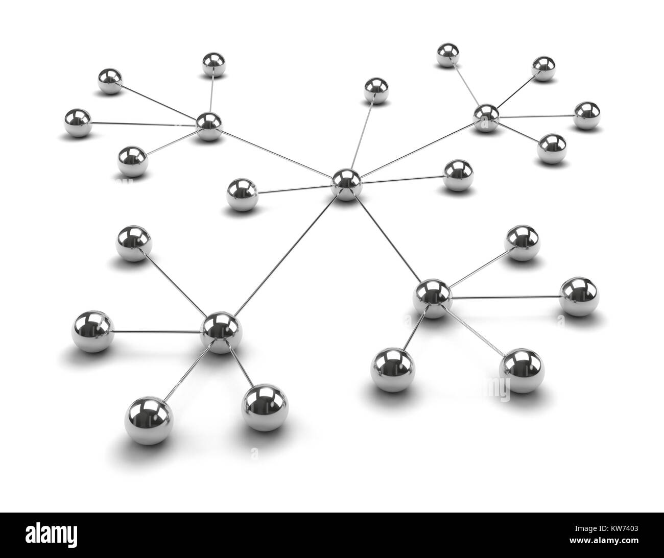 Metallischen Sphären miteinander Verbunden 3D-Illustration, Verbindungen Konzept Stockfoto