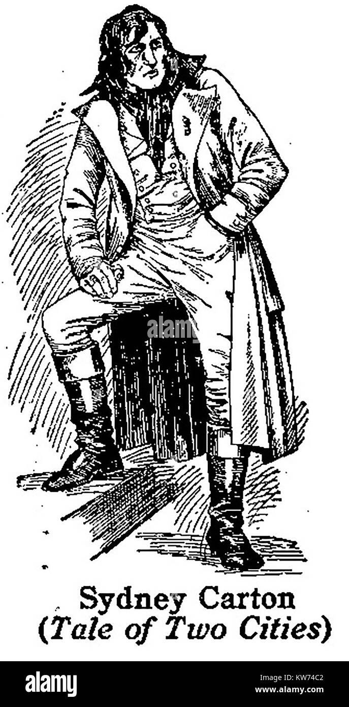 Charles Dickens 1812 bis 1870 - Dickens Charaktere-1930 Illustration - Sydney Carton, Rechtsanwalt aus 'Geschichte aus zwei Städten" Stockfoto