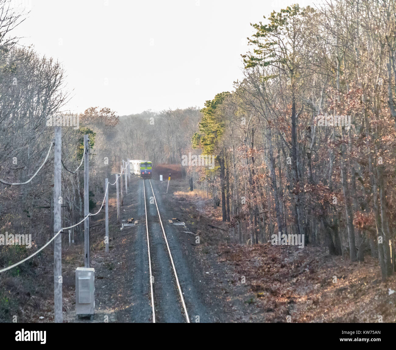 Long Island Railroad train Schuß von oben den Titel Stockfoto