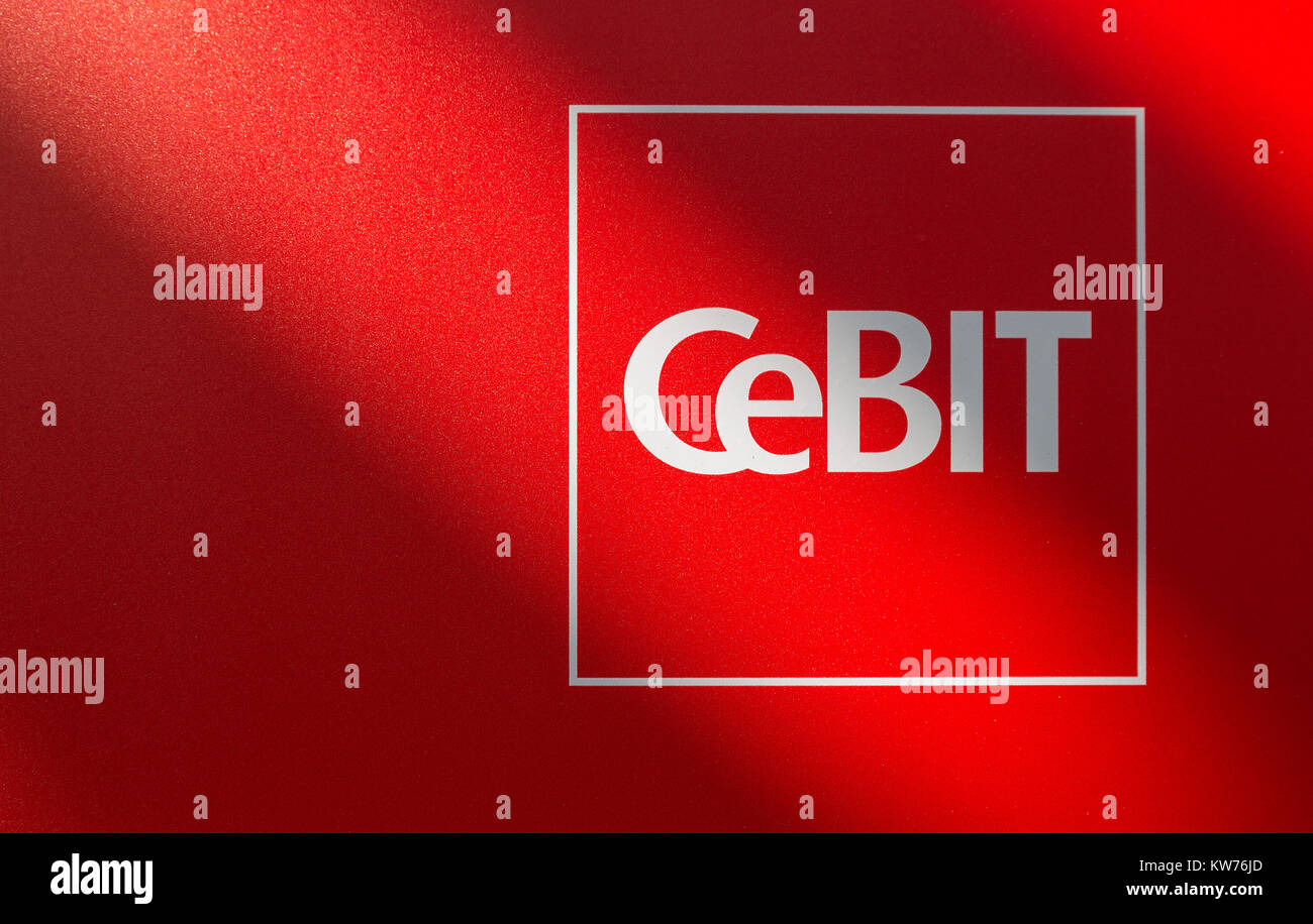 Das Logo der Messe 'Cebit'. Die Cebit ist die größte Fachmesse für Informationstechnologie der Welt. Stockfoto
