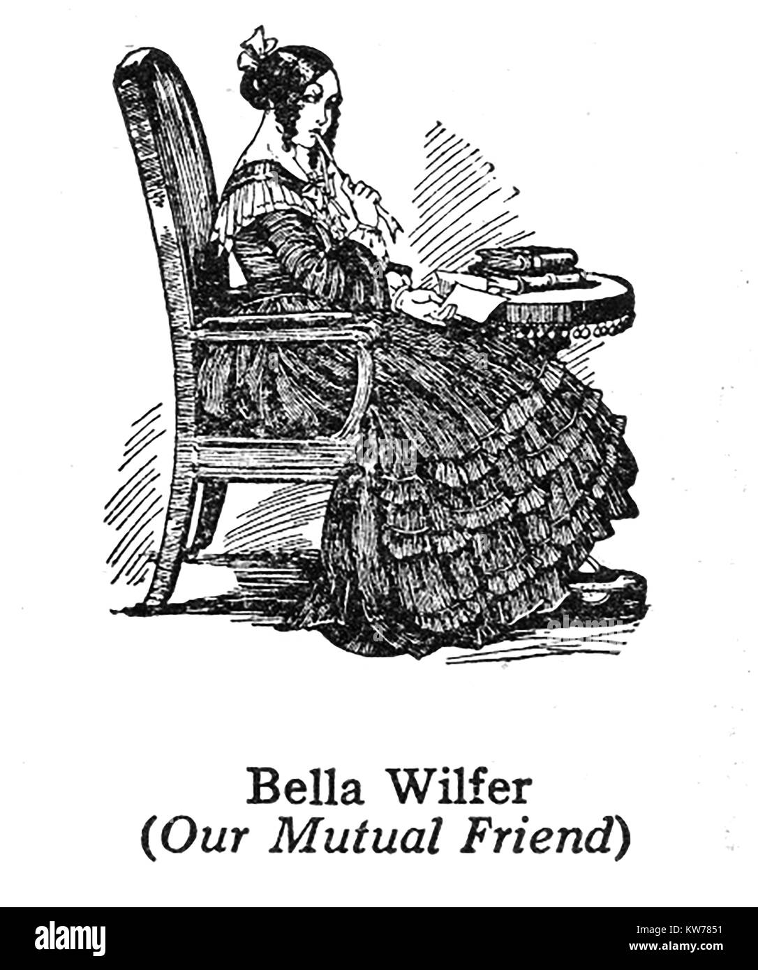 Charles Dickens 1812 bis 1870 - Dickens Charaktere-1930 Illustration - Bella Wilfer von "Unser gemeinsamer Freund" Stockfoto