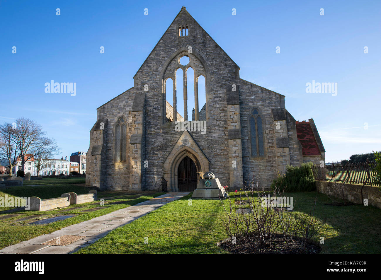Royal Garnisonkirche, Portsmouth. In 1212 erbaute und im Zweiten Weltkrieg zerstört Stockfoto