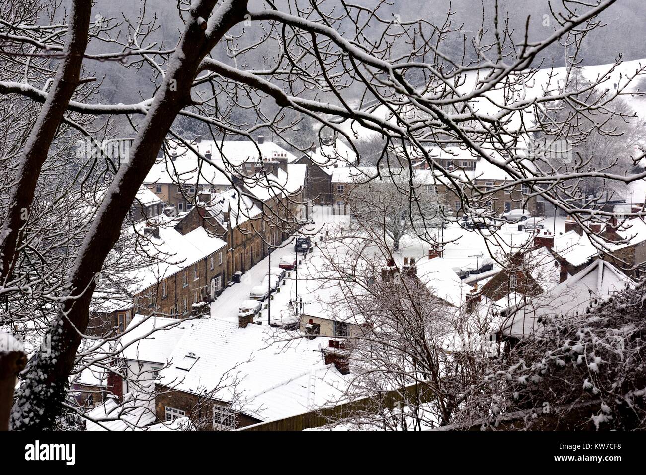 Die Grüne, Richmond, von oben im Schnee gesehen Stockfoto