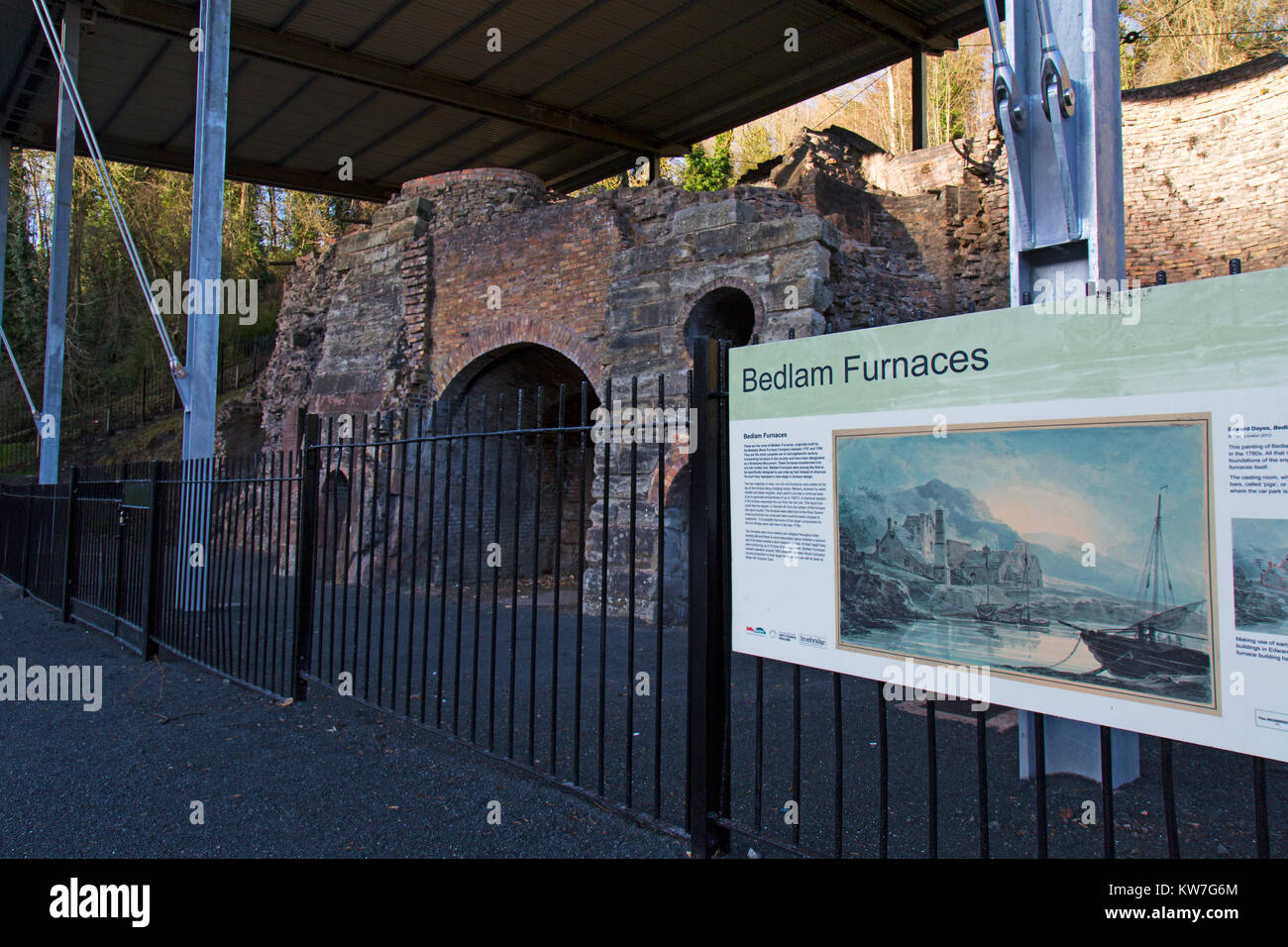 Bedlam Öfen in der Ironbridge Gorge Weltkulturerbe in Shropshire, England, Wiege der Industriellen Revolution. Stockfoto
