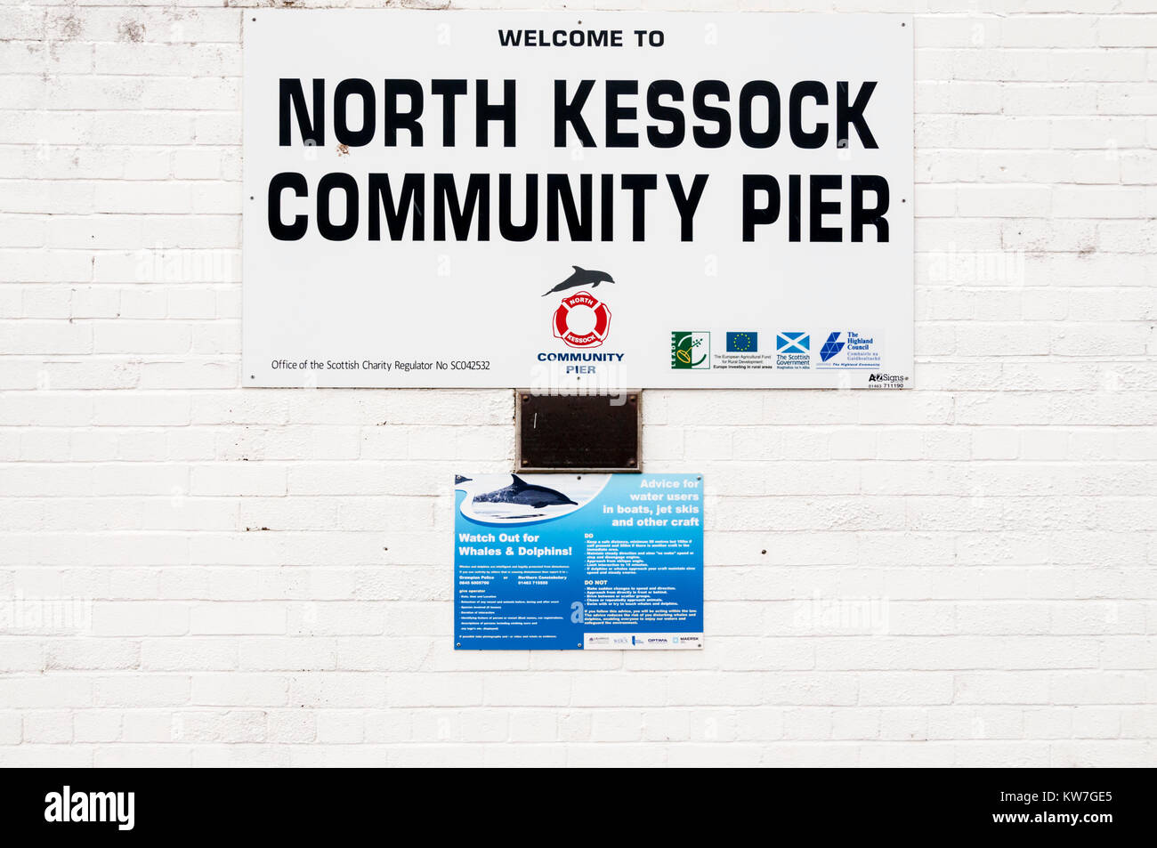 Zeichen für North Kessock Gemeinschaft Pier. Stockfoto