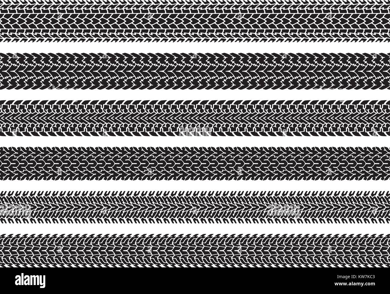 Satz 6 Vector Spuren der Reifen. Stock Vektor