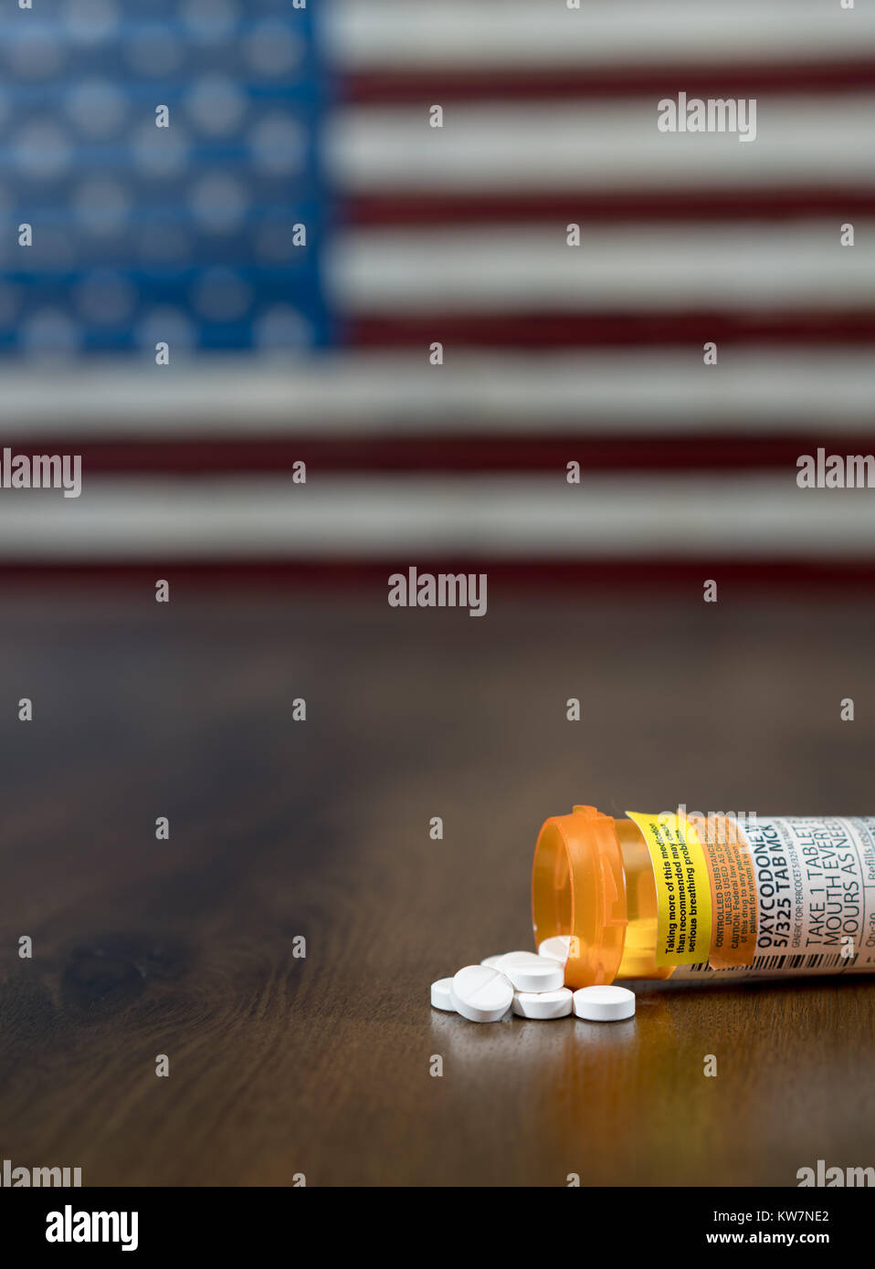 Makro von opioid Oxycodon Tabletten Stockfoto
