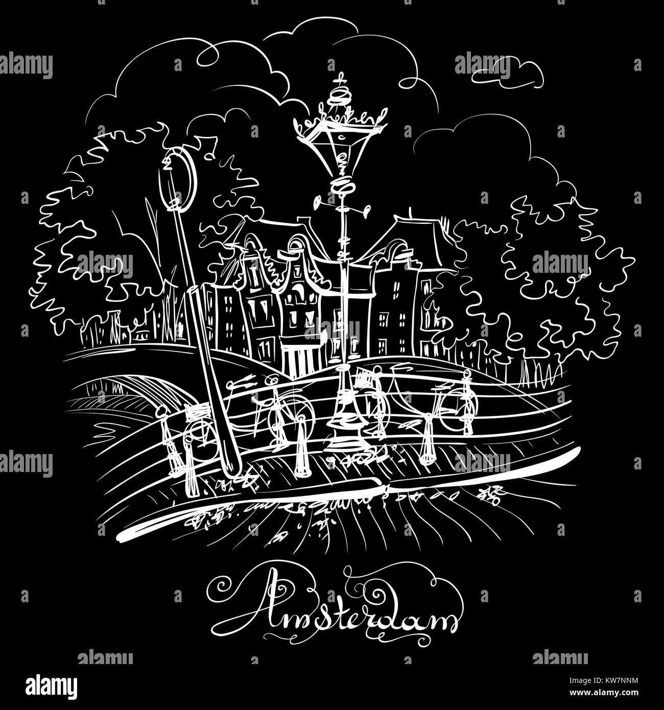 Vektor-Stadtansicht von Amsterdam Brücken Stock Vektor