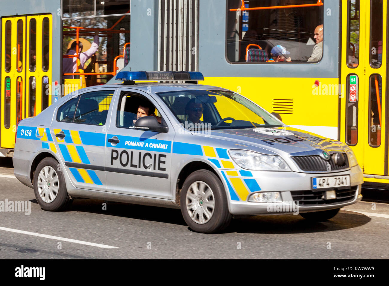 Tschechische Polizei Auto, Plzen, Tschechische Republik Stockfoto