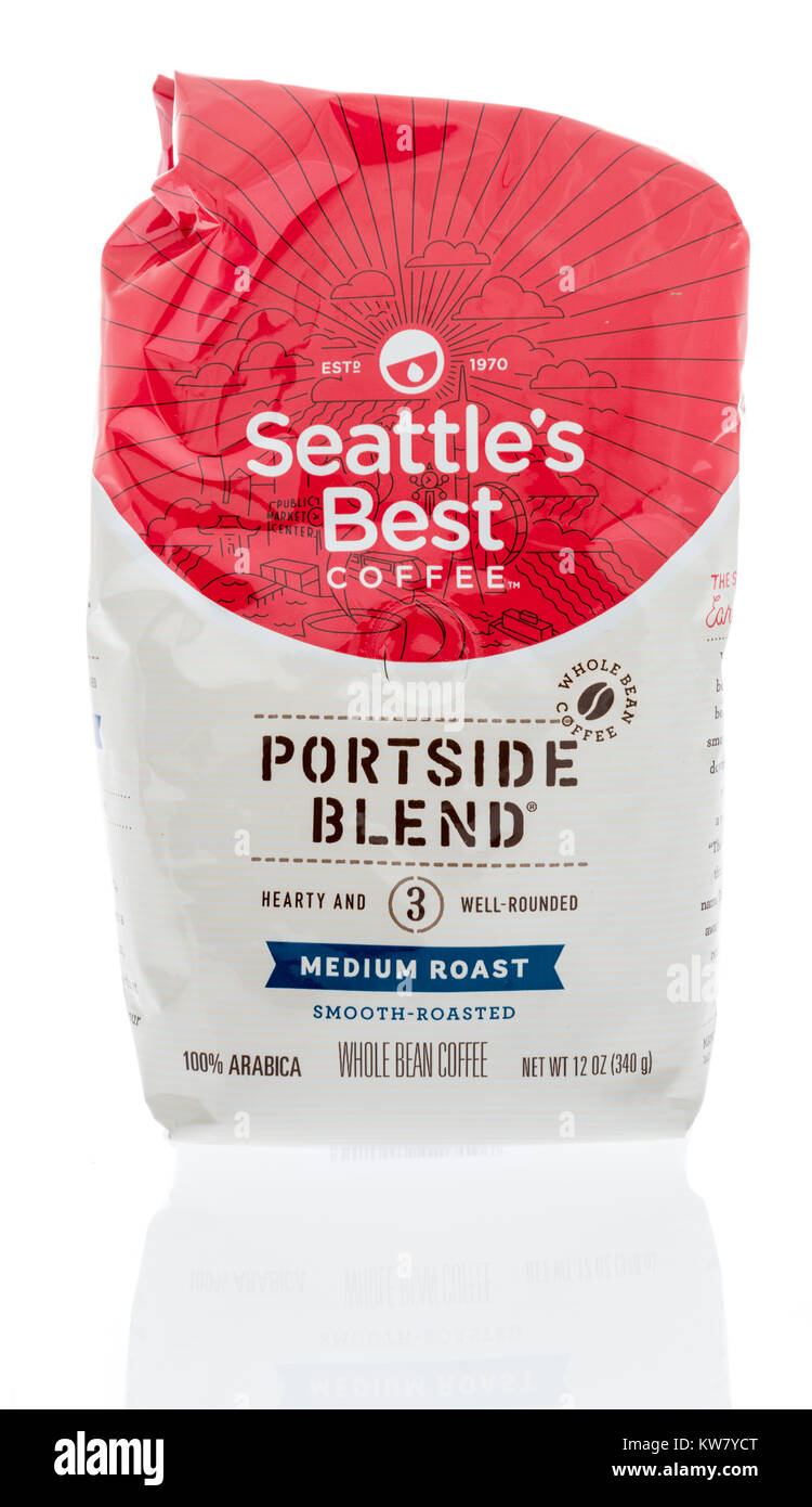 Winneconne, WI-27 Dez 2017: eine Tasche der Besten Seattle Kaffee auf einer isolierten Hintergrund. Stockfoto