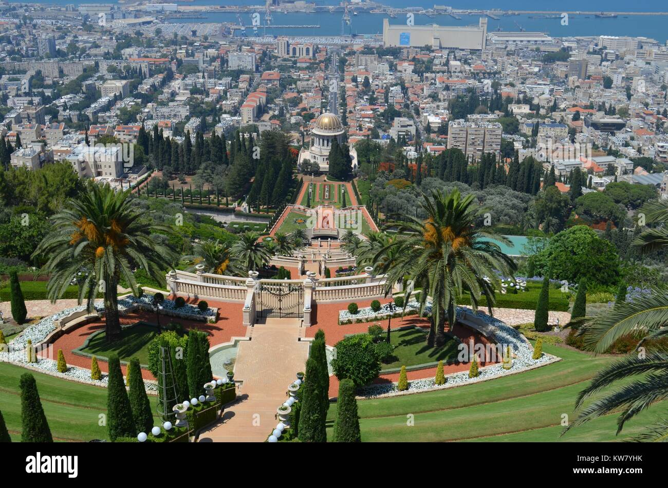 Die Gärten der Bahai Schrein des Bab in Haifa Israel Naher Osten Stockfoto