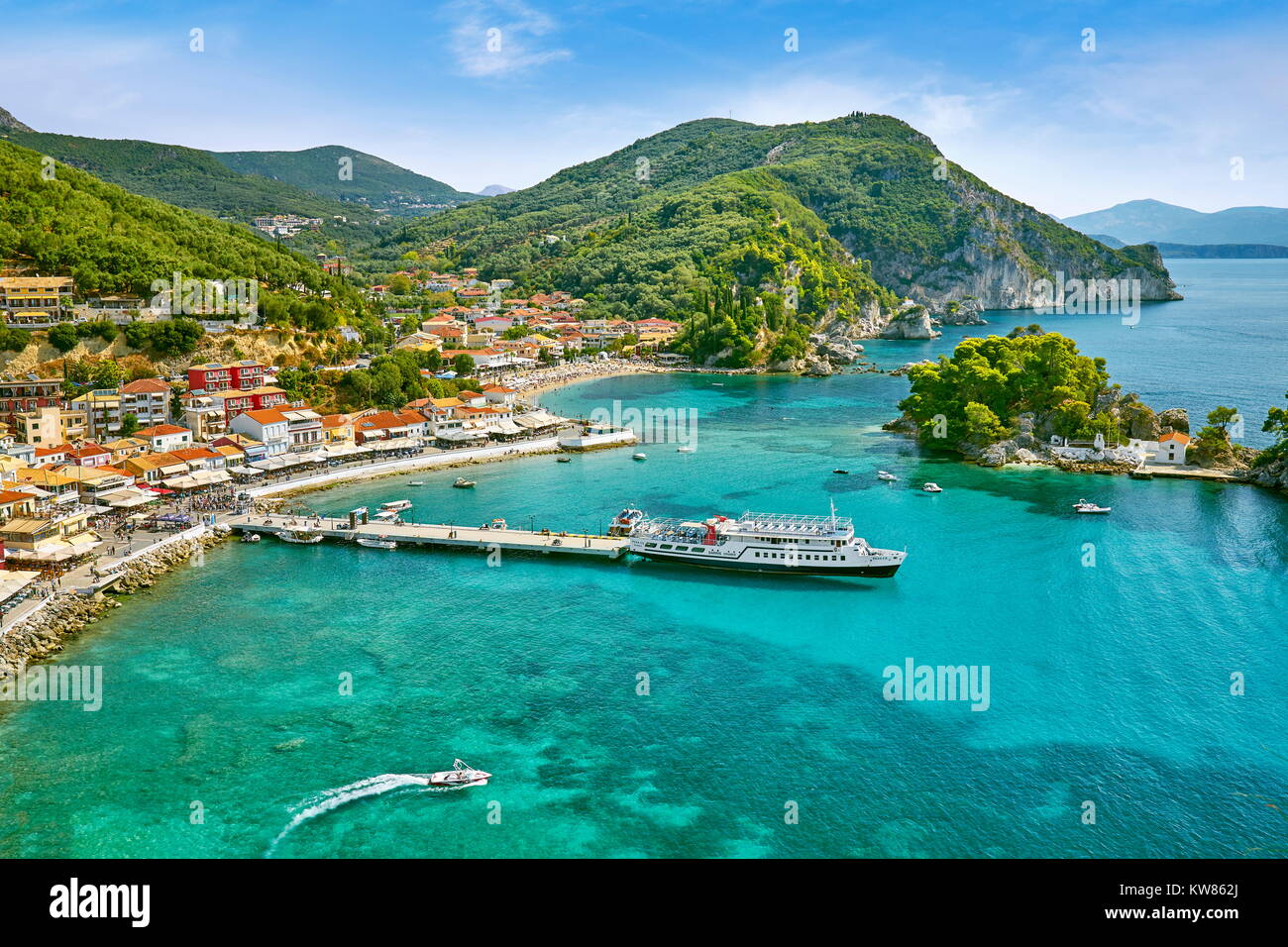 Stadtbild von Parga, Griechenland Stockfoto