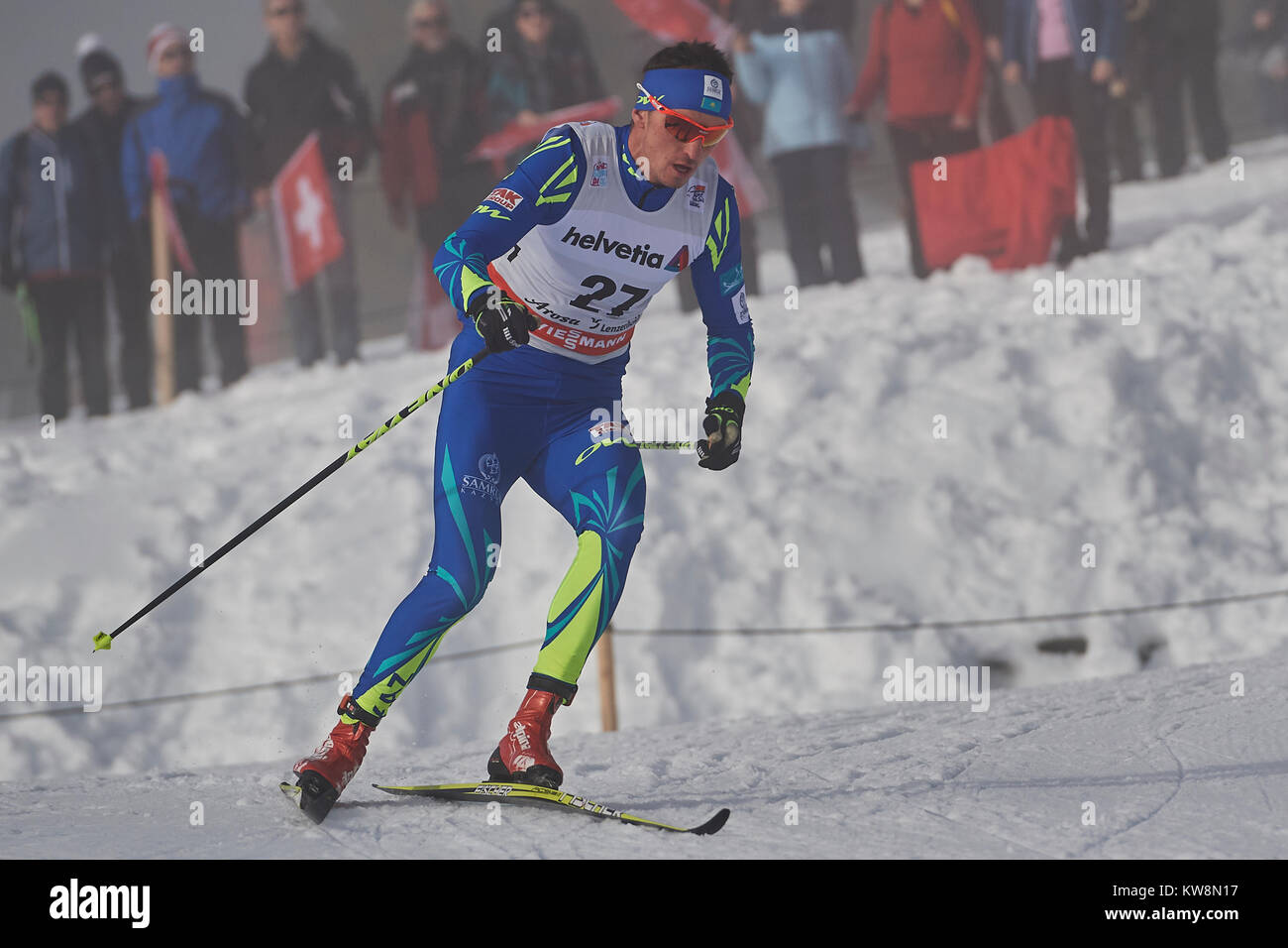 Lenzerheide, Schweiz, 31. Dezember 2017. POLTORANIN Alexey (KAZ) während der Mens 15 km klassisch Konkurrenz an den FIS Langlauf Weltcup Tour de Ski 2017 in Lenzerheide. Foto: Cronos/Rolf Simeon Stockfoto