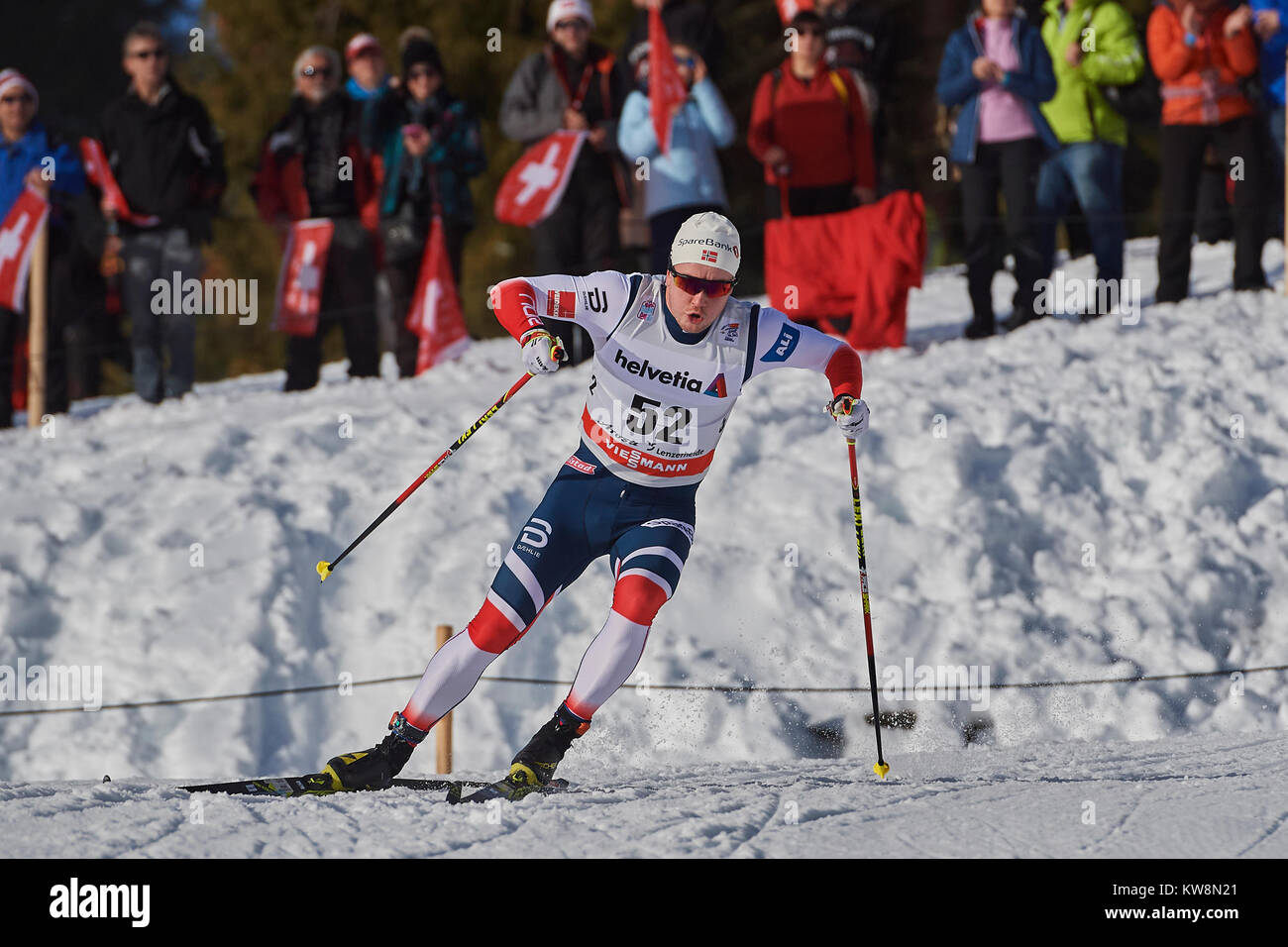 Lenzerheide, Schweiz, 31. Dezember 2017. SKAR Sindre Bjoernestad (NOR) während der Mens 15 km klassisch Konkurrenz an den FIS Langlauf Weltcup Tour de Ski 2017 in Lenzerheide. Foto: Cronos/Rolf Simeon Stockfoto