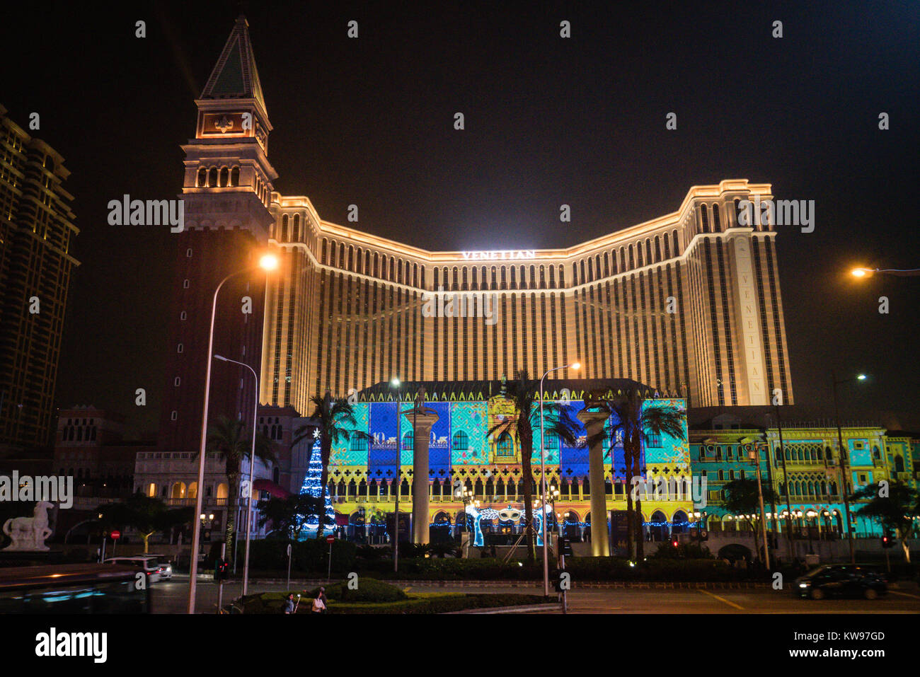 Macau Cotai Strip bei Nacht Stockfoto