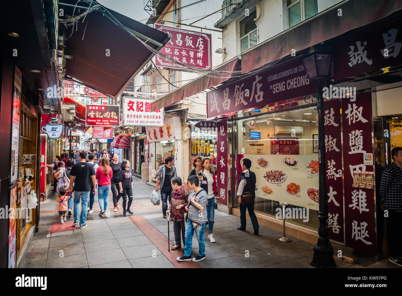 Macau taipa Einkaufsstraße Rua da Cunha Stockfoto