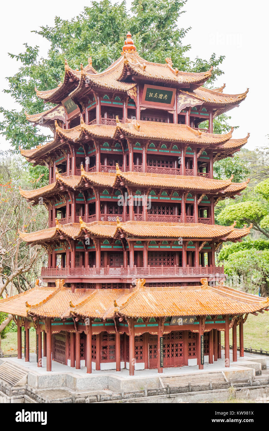 Chinesische Wahrzeichen Miniatur Yellow Crane Tower Stockfoto