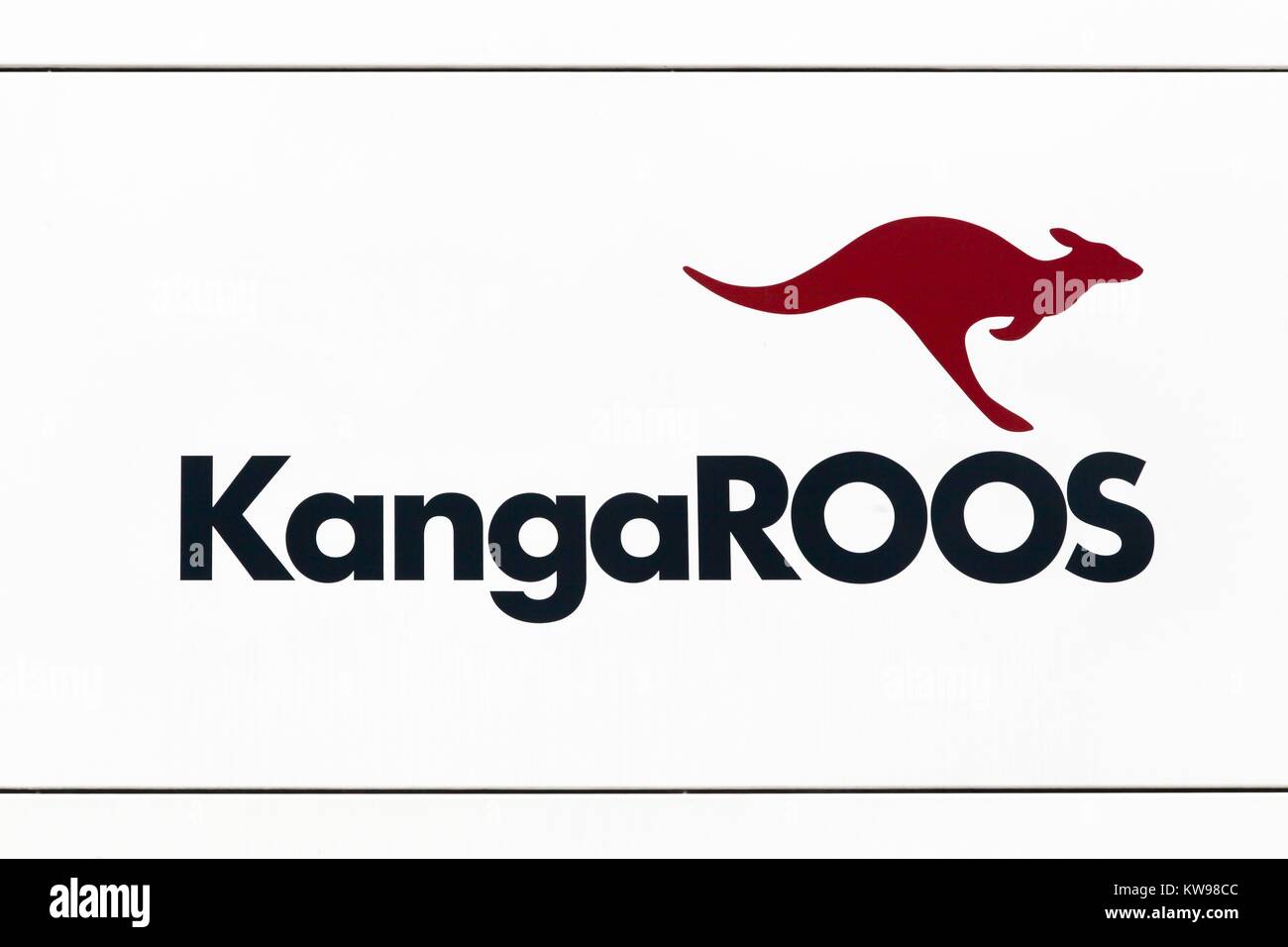 Hamburg, Deutschland - Juli 20., 2017: kängurus Logo auf eine Wand. Känguruhs sind eine amerikanische Marke der Sneaker Stockfoto