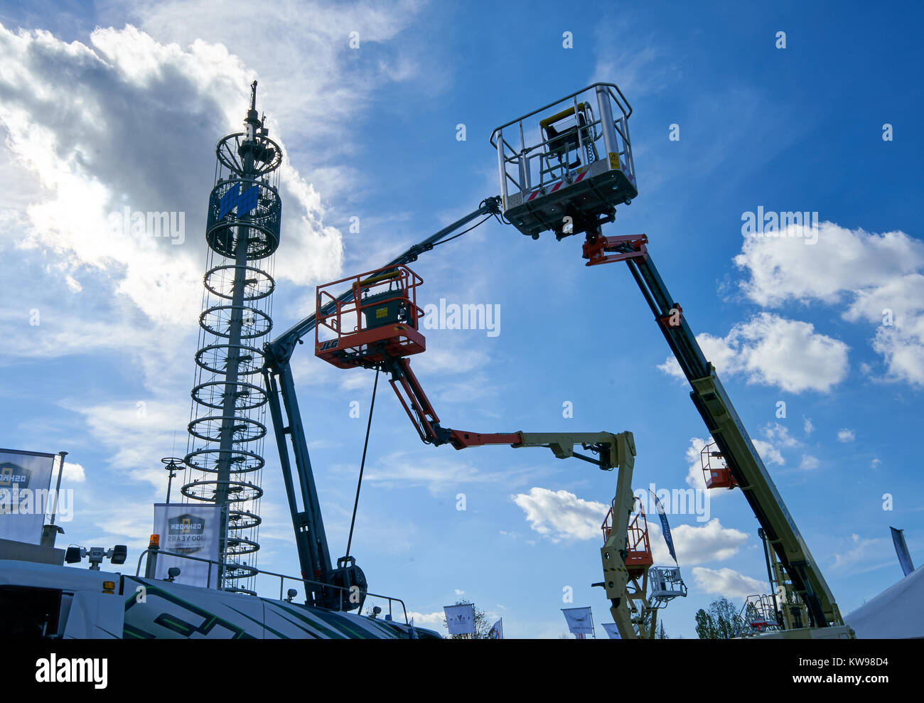 Ausstellung München, 10. Oktober 2017 Ausstellung Turm an der Inter Airport Europe 2017, der führenden Messe für den Flughafen Industrie, Ausrüstung, Tec Stockfoto