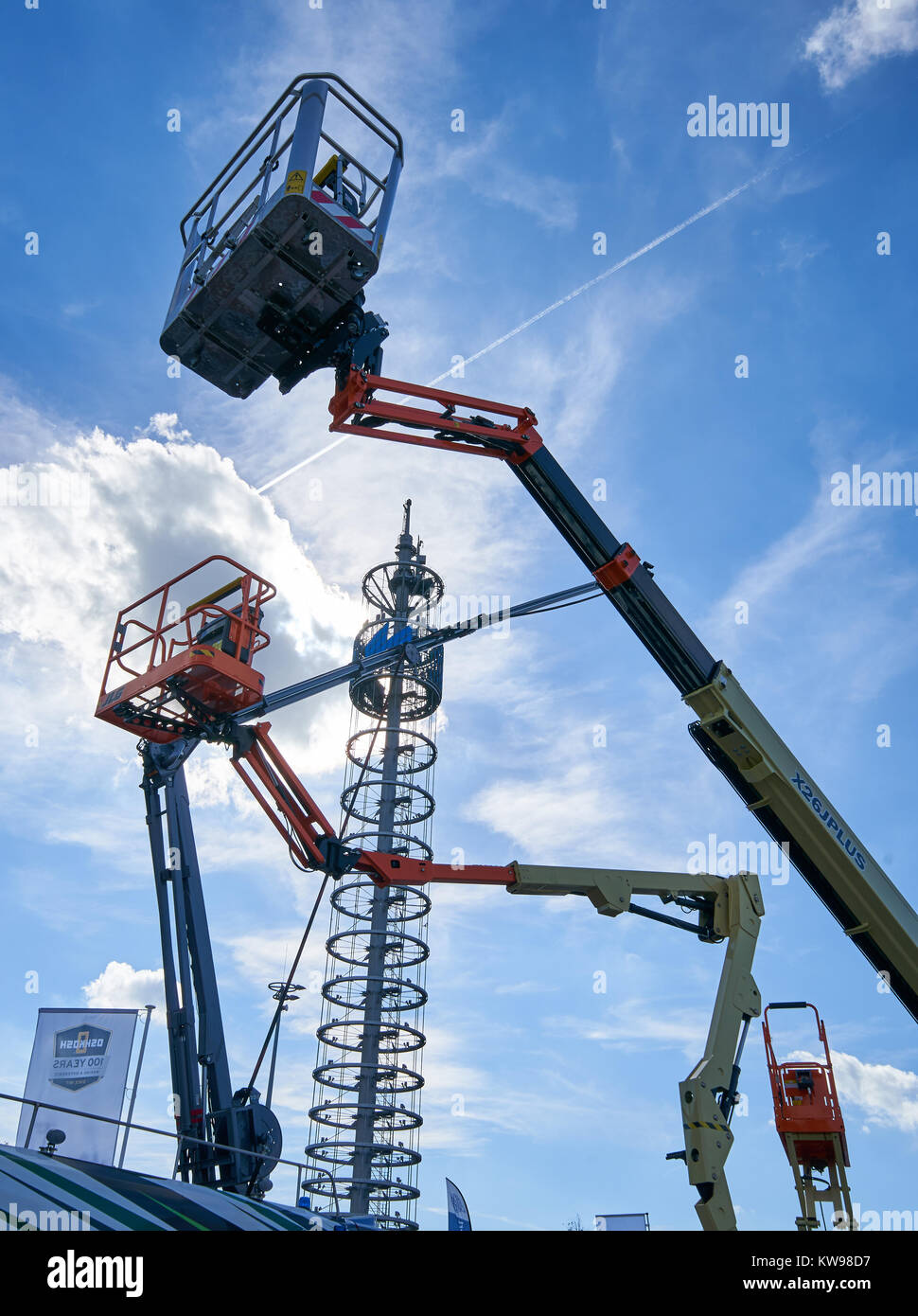 Ausstellung München, 10. Oktober 2017 Ausstellung Turm an der Inter Airport Europe 2017, der führenden Messe für den Flughafen Industrie, Ausrüstung, Tec Stockfoto