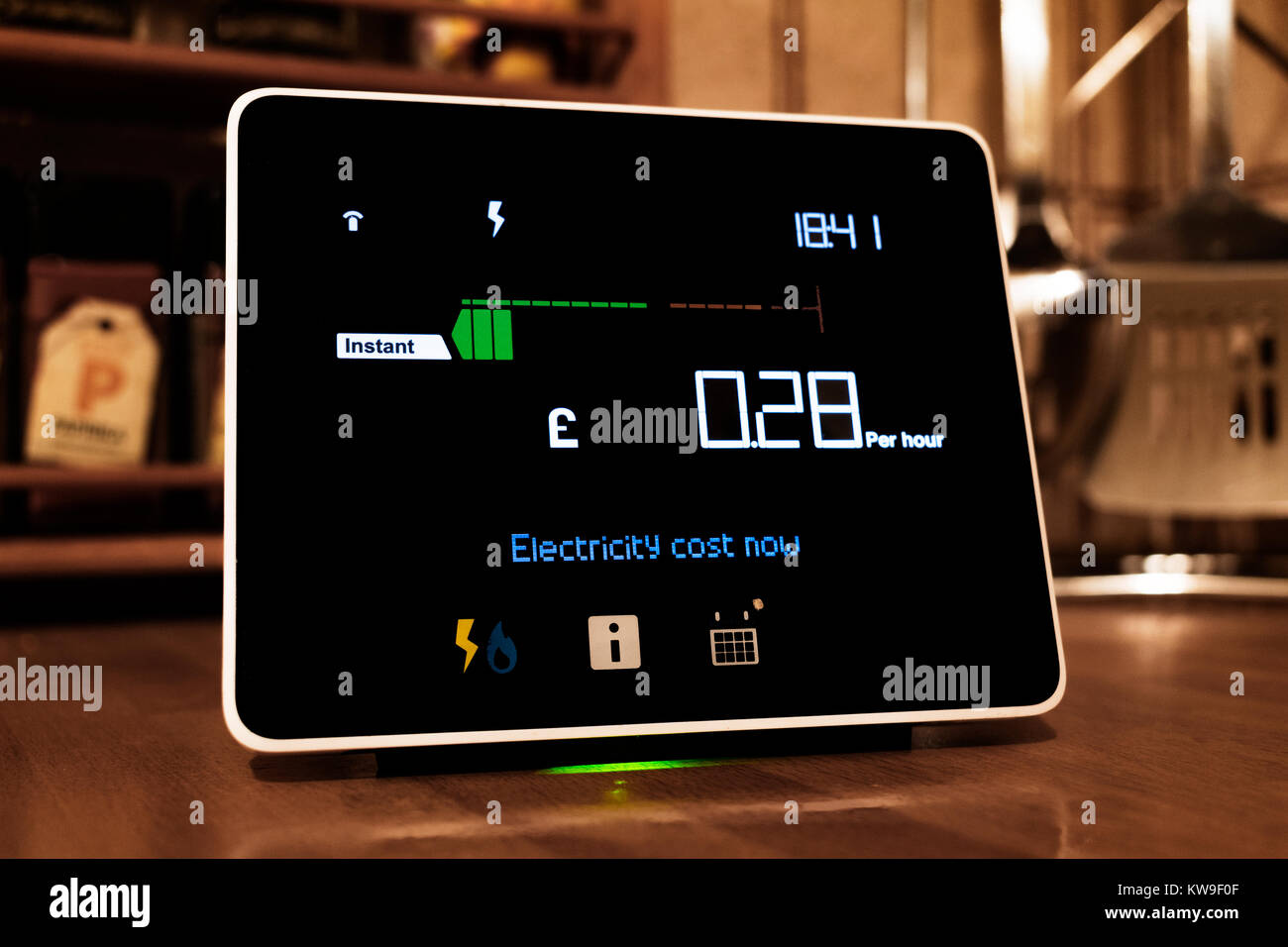 Chameleon Technologie Smart Meter, zeigt die Anzeige die Kosten für Energie in einem Haus verwendet wird. Stockfoto