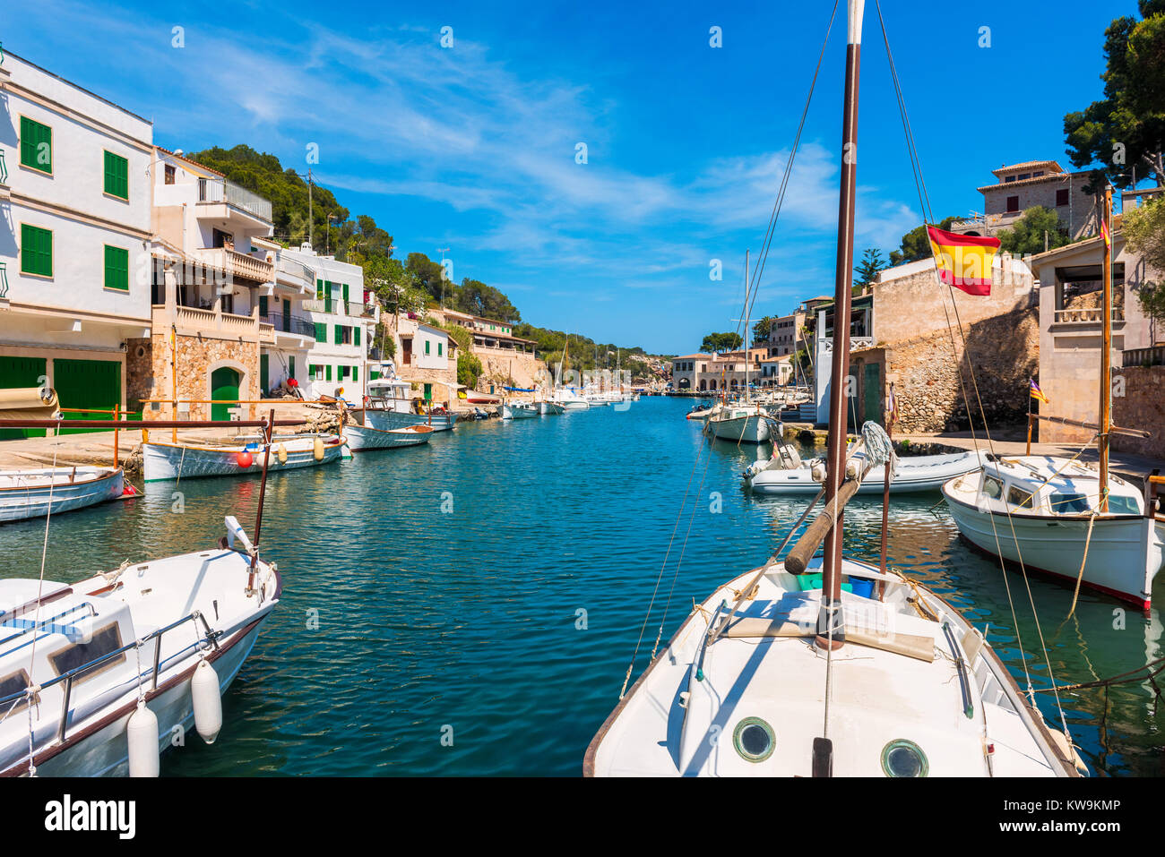 Kanal in der Ortschaft Cala Figuera Mallorca Spanien Stockfoto