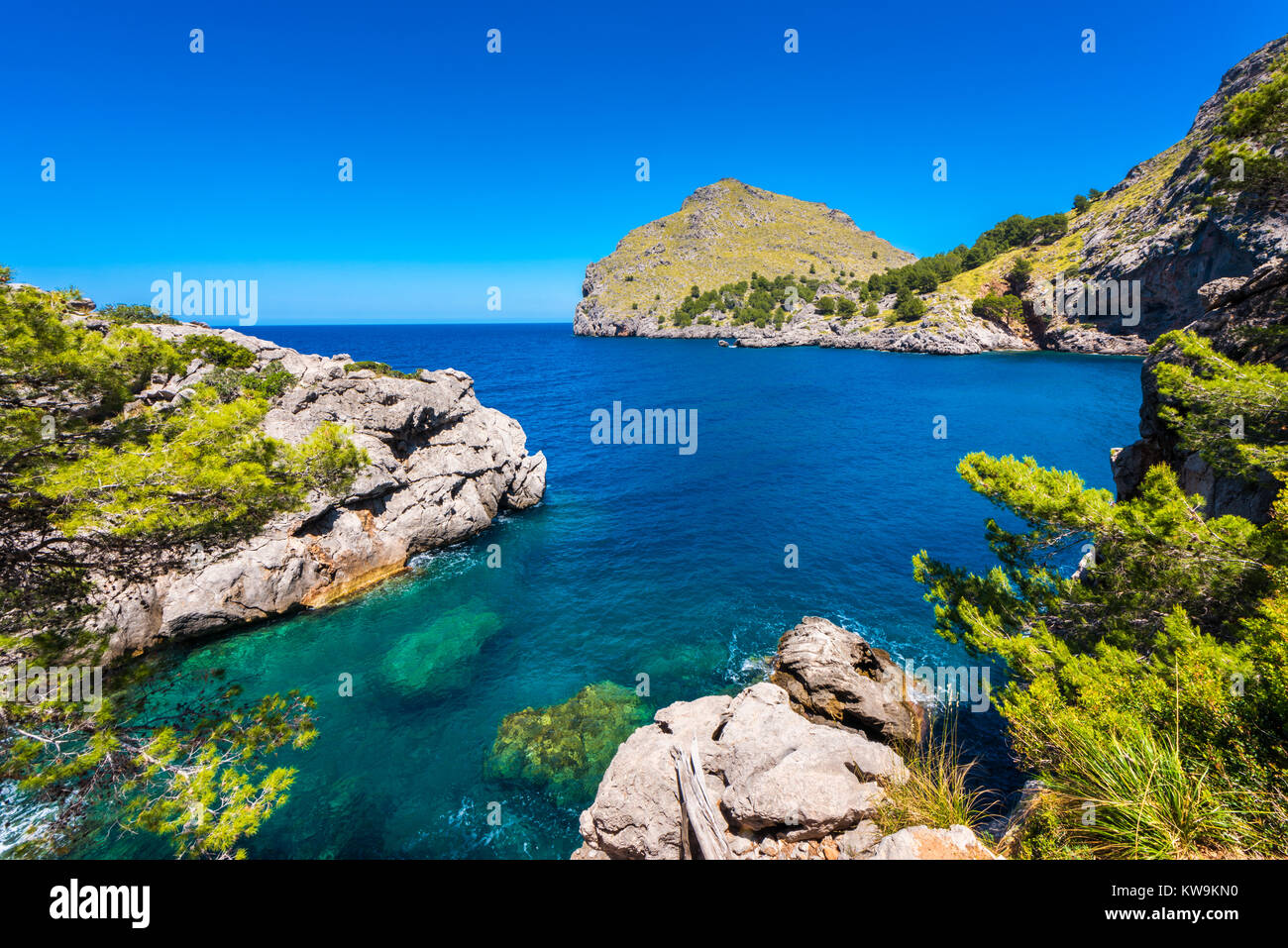 Küste von Port de Sa Calobra Mallorca Spanien Stockfoto