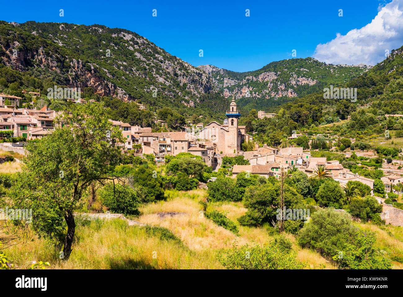 Blick auf das Dorf Valldemossa Mallorca Stockfoto