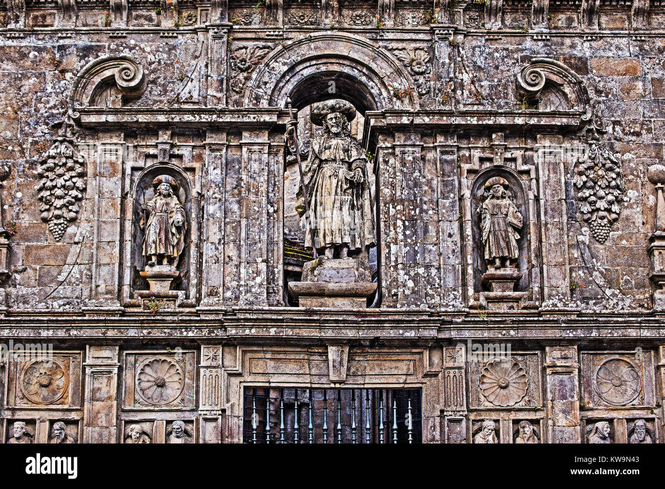 Santiago de Compostela Kathedrale (Catedral) von Praza da Quintana, Galizien, Spanien Stockfoto