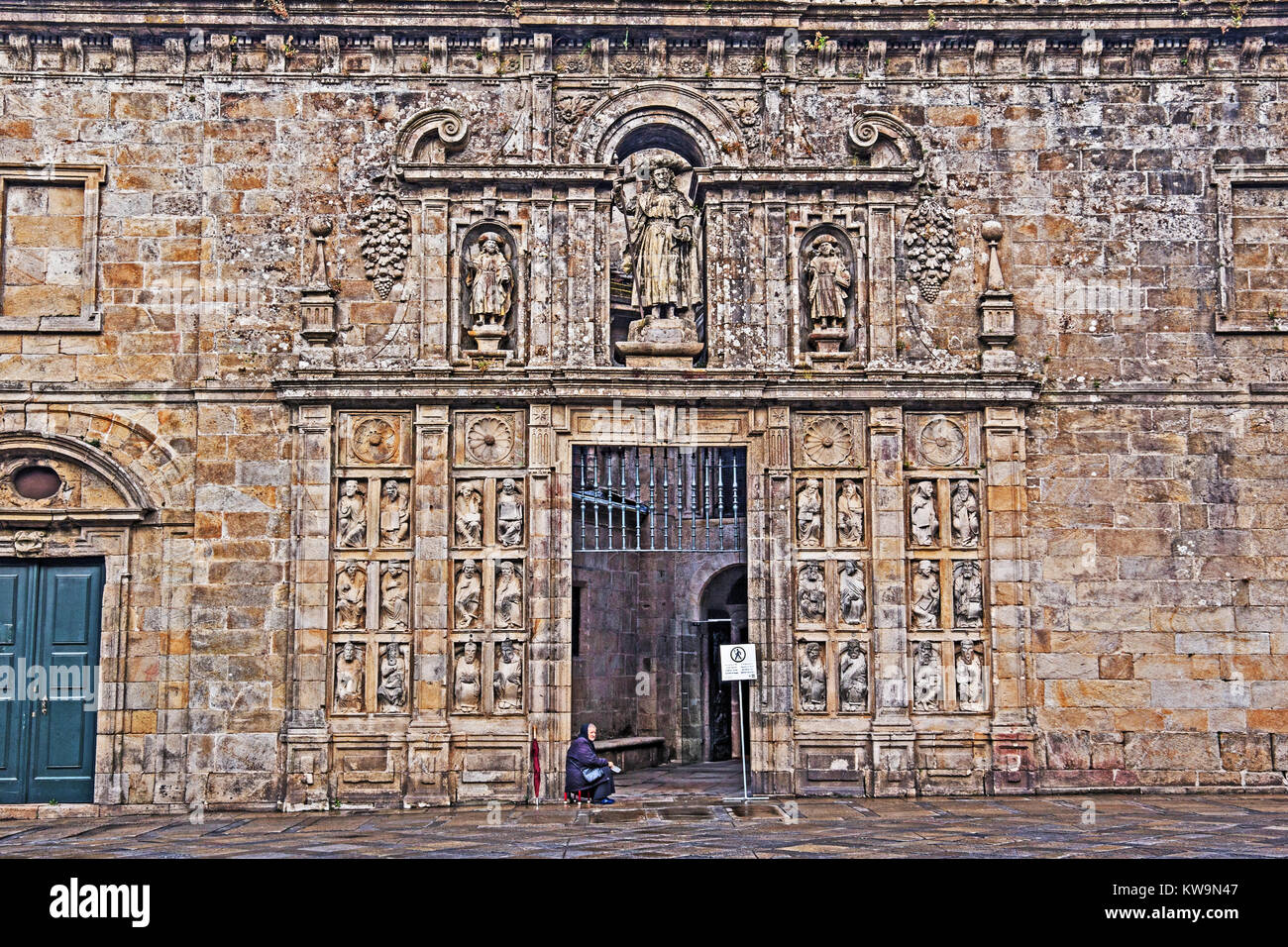 Santiago de Compostela Kathedrale (Catedral) von Praza da Quintana, Galizien, Spanien Stockfoto