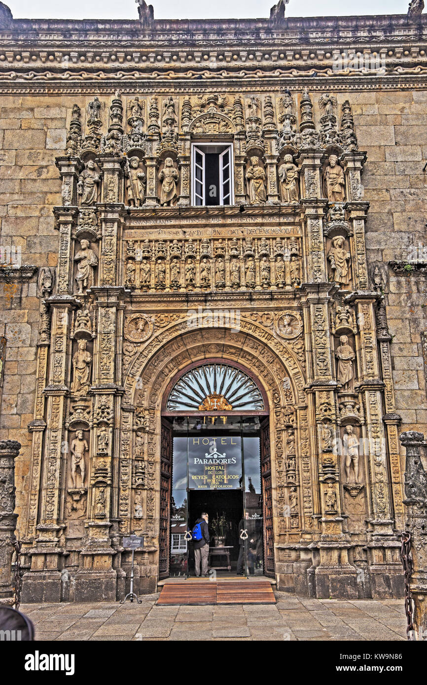 Parador de los Reyes Catolicos, 1 Praza do Obradoiro, Santiago de Compostela, Galicien, Spanien Stockfoto