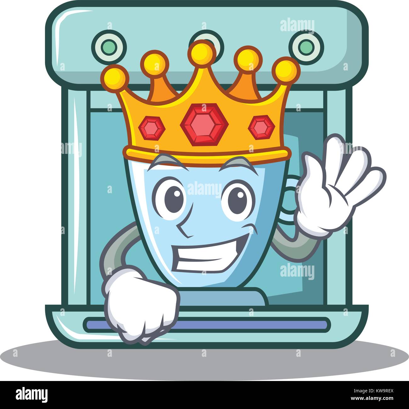 König Kaffeemaschine Charakter Cartoon Stock Vektor