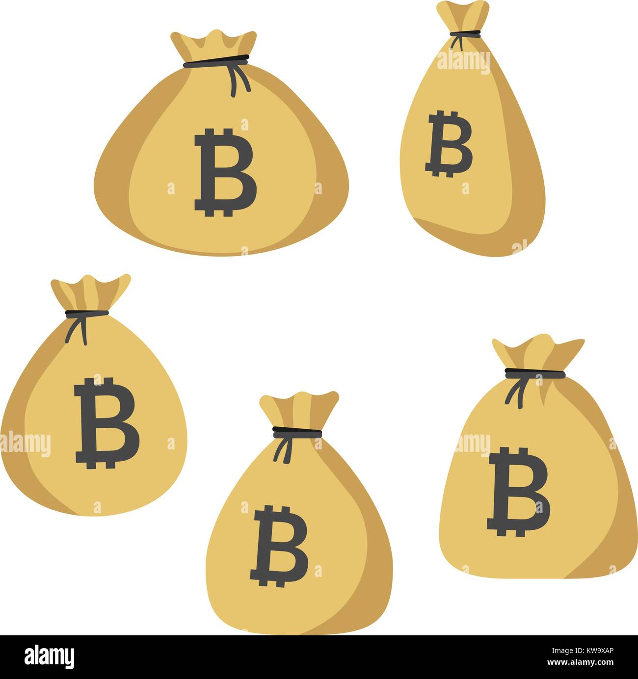Satz von Geld beutel Symbole mit bitcoin digitale Währung Zeichen Stock Vektor