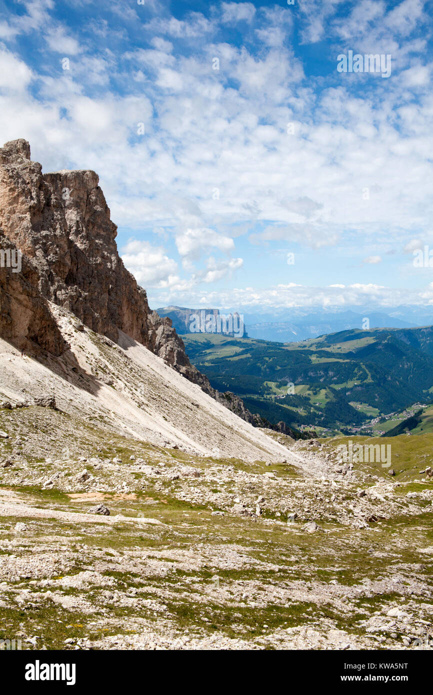 Danter les Pizes Grand Cir und Pice Cir vom Forc de Crespeina am Kopf Der chedul Tal Wolkenstein Gröden Dolomiten Italien Stockfoto