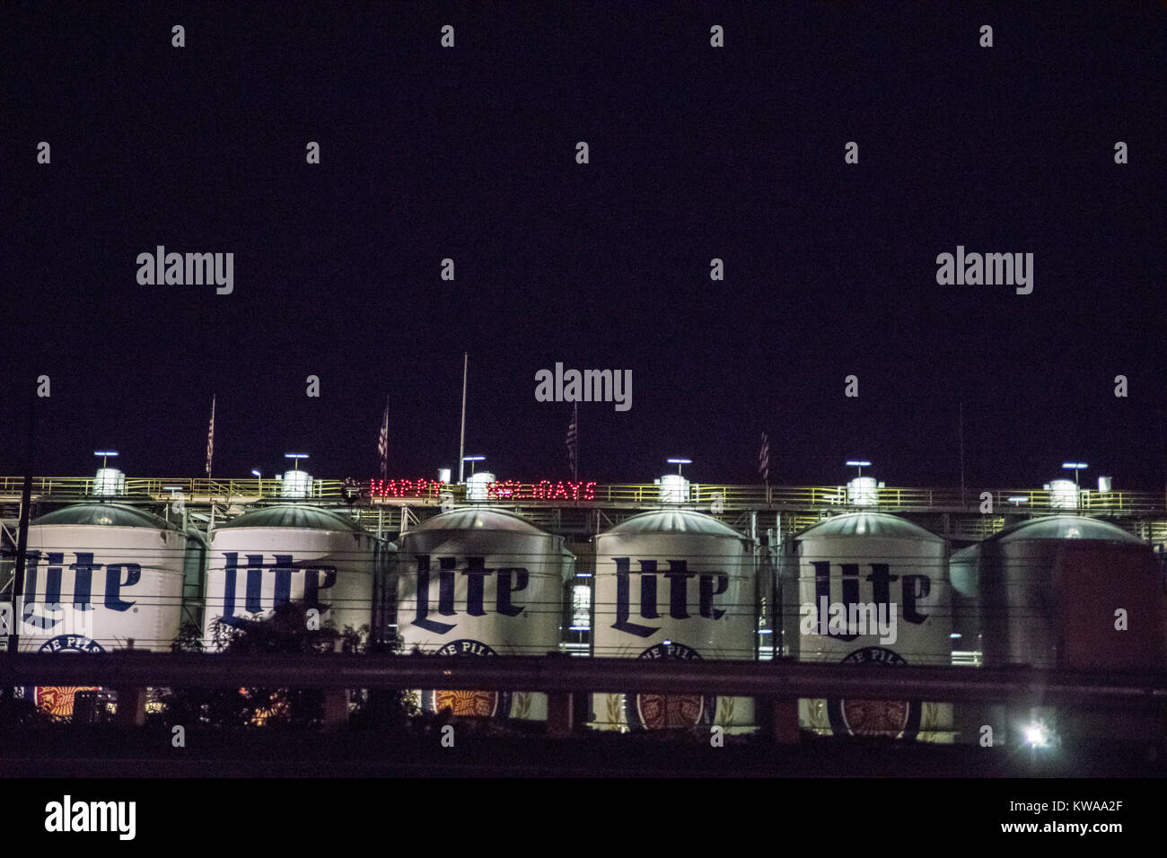 Die Miller Bier Brauerei in Irwindale Kalifornien während der Weihnachtsferien 2017 Stockfoto