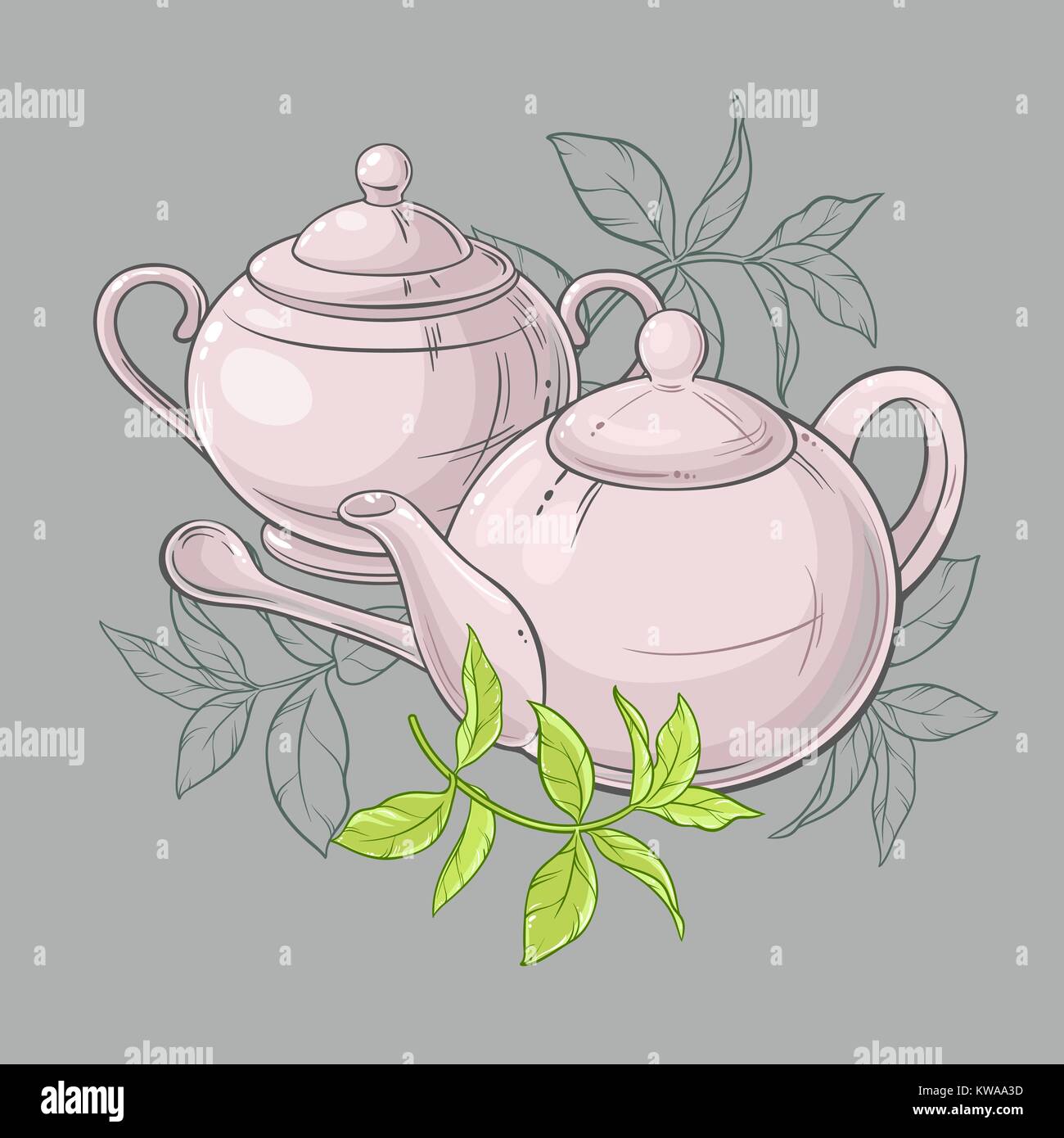 Teekanne und Sugar Bowl Stock Vektor